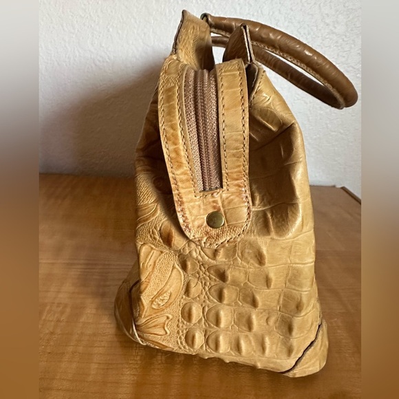 Brahmin Vintage Rare Floral Hand Tooled Tan Leather Handbag - Picture 6 of 11